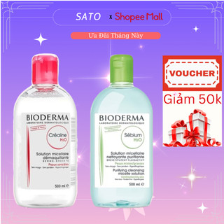 Nước Tẩy Trang Bioderma Cho Da Dầu Mụn Sebium , Da Nhạy Cảm Sensibio H2O Pháp 500ml