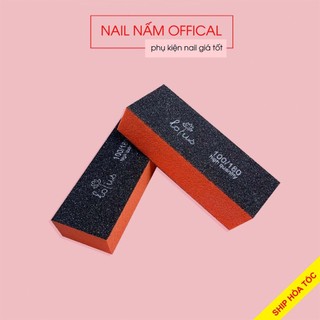 Phao dũa móng, phao nail vuông nhám sần Lotus màu cam đen