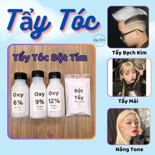 Tẩy tóc tẩy tóc bạch kim , bột tẩy tím , tẩy tóc lv 9 - 10 chỉ sau 1 lần tẩy - 150ml