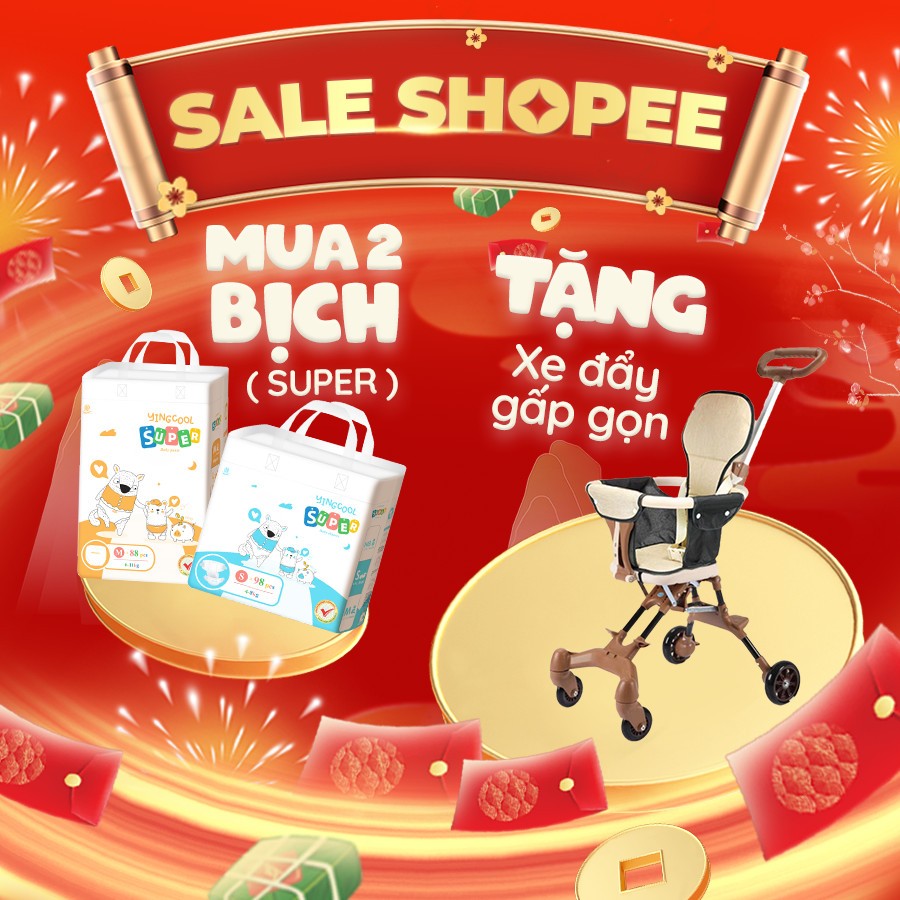 (TẶNG XE ĐẨY GÁP GỌN)KHI MUA 2 BỊCH BỈM YINGCOOL SUPER