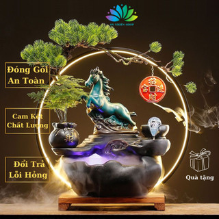 Thác nước phong thủy ngựa mã đáo thành công, thác khói trầm hương decor nhà cửa, phong thủy an nhiên