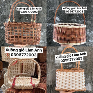 Giỏ cắm hoa,Làn hoa, giỏ mây tre đan dạng lưới , cắm hoa, đựng hoa quả, túi xách tay