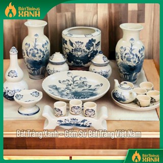  Đồ Thờ Bát Tràng Men Rạn Vẽ Hoa Sen Phỏng Cổ - Đồ Thờ Ban Thờ Phật Gia Tiên Thổ công Thần Tài Thổ Địa 