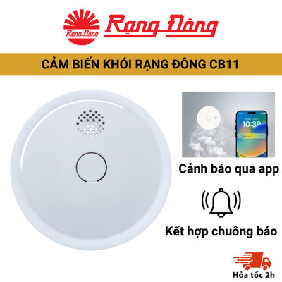 Cảm biến k.h.ó.i Rạng Đông CB11 SM.WF kết hợp chuông báo động thông minh Wifi không dây cảnh báo qua app điện thoại