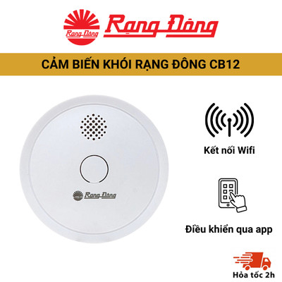 Cảm biến khói chính hãng Rạng Đông CB12.SM.RF kết nối với các thiết bị báo cháy cảnh báo qua app an toàn sử dụng