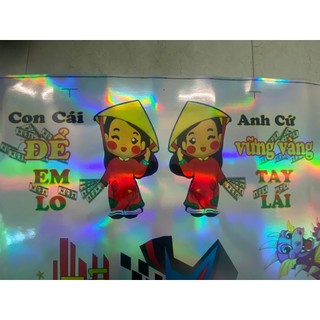 Tem trang trí ô tô, xe tải Anh vững vàng tay lái, con cái để em lo SL 1 đôi