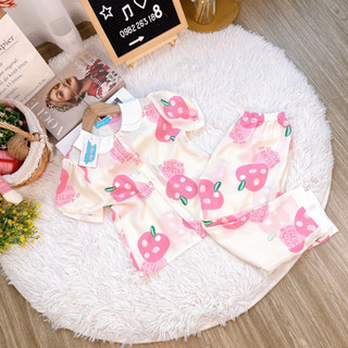 Đồ bộ bé gái pizama tay cộc quần dài hoạ tiết dâu tây đáng yêu