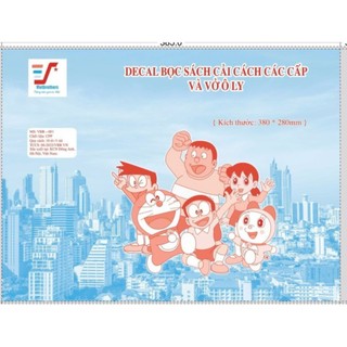 Tập 10 tờ decal doraemon bọc sách vở size 38x28cm vbr-001 - bọc cho sách, vở ô ly có kích thước 17x24cm