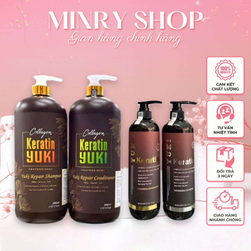 Cặp dầu gội xả YUKI 💥 Dầu gội, dầu xả 2000ml - 800ml giảm rụng tóc, kích mọc tóc, phục hồi hư tổn