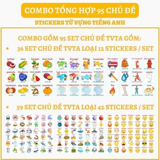 🔥combo tổng hợp 95 chủ đề hình dán từ vựng tiếng anh 🔥