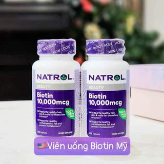 Viên uống mọc tóc natrol biotin beauty 10.000mcg mỹ