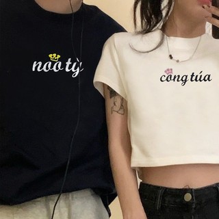 Áo Baby Tee, T-shirt thêu Công chúa - Nô Tỳ cho cặp đôi, Áo thêu theo yêu cầu vải mềm không xù TEEMON