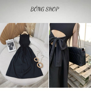 Váy đi biển ba lỗ hở lưng có thắt nơ sau có túi hai bên hông có túi sang chảnh