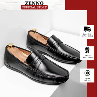 Giày da nam cao cấp cao cấp zenno cs049 giày lười da bò thật đế cao su êm nhẹ