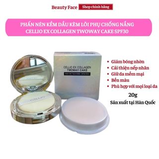 Phấn phủ siêu mịn chống nắng cellio ex collagen twoway cake spf 30 – hàn quốc - tặng kèm 1 lõi