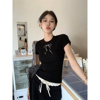 | BIGSIZE AHOLASHOP| Áo babytee nơ đính đá siêu hack dáng ( có bigisize)