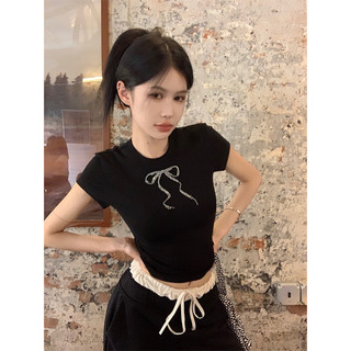 | BIGSIZE AHOLASHOP| Áo babytee nơ đính đá siêu hack dáng ( có bigisize)