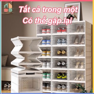 Tủ nhựa đựng giày dép gấp gọn cao cấp, Hộp đựng giày trong suốt 3-6 Tầng