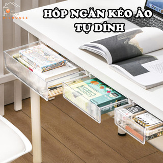 Hộp ngăn kéo lưu trữ bảo quản đồ tự dính gắn dưới bàn,Hộc bàn di động mini sắp xếp đồ gọn gàng chất liệu nhựa PP cao cấp