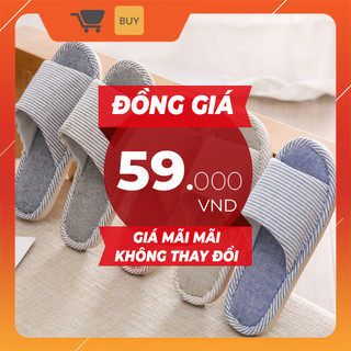 [HH-A59] Dép đi trong nhà bằng vải lanh thoải mái, êm chân thời trang cho nam và nữ Happyhome1977