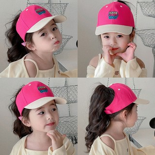 Mũ Chống Nắng Nửa Đầu Có Thể Đeo Đuôi Ngựa Cho bé gái Màu đôi nghề thêu Thiết kế Mũ đuôi ngựa Mũ bóng chày Mũ bé gái