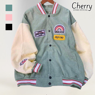 Áo khoác bomber nam nữ jacket nhung tăm dày dặn CHERRY chất nỉ tăm hot hit form to rộng unisex T010