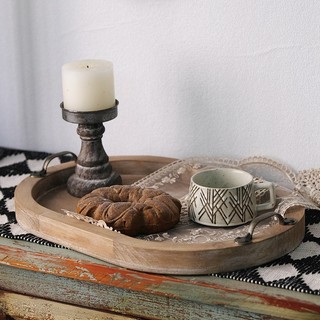 Đĩa gỗ khay gỗ thấp trang trí bàn tiệc Vintage