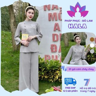Pháp phục set đồ lam đi chùa đồ lam đũi Nhật thêu sen taam3 màu, size smlxl (40-65kg)