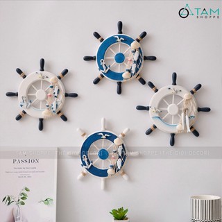 Bánh lái tàu trang trí đường kính 22,5cm [Gỗ ép - nhiều kiểu] BANHLAI-01 TAN