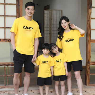 Áo phông gia đình 3,4,5 người in chữ chất liệu thun cotton Loza G0180
