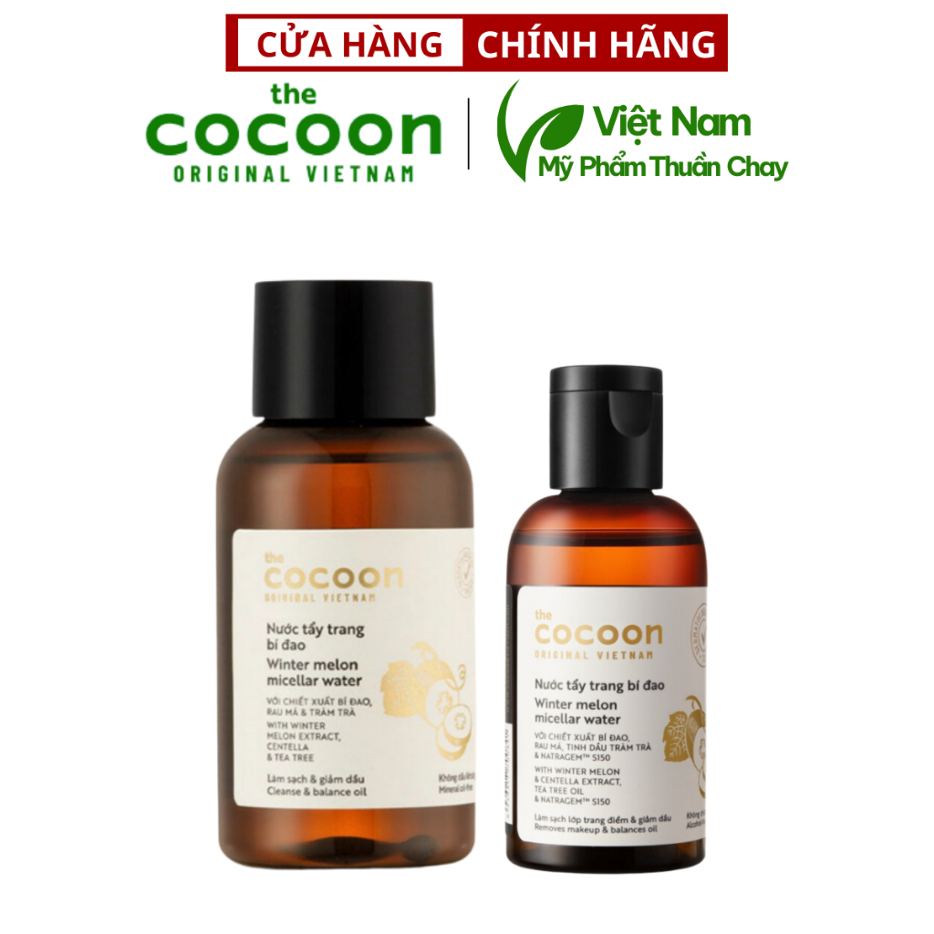Combo tẩy trang bí đao cocoon 140ml + tẩy trang bí đao cocoon 50ml - tẩy sạch makeup & giảm dầu