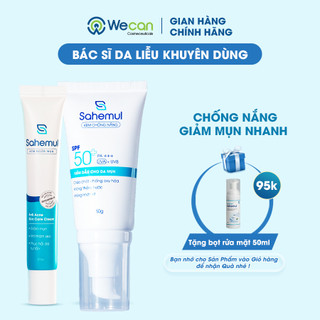 Combo Kem Mụn Sahemul 20gr dùng cho mụn bọc, mụn viêm & Kem Chống Nắng Kiềm Dầu Cho Da Mụn 50gr