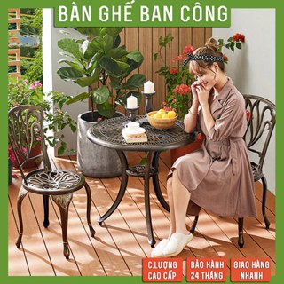 Bộ bàn ghế ban công nhôm đúc, Bàn ghế ngoài trời cao cấp bảo hành trọn đời không rỉ sét
