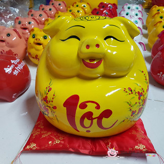 Heo bụng phệ mẫu mới gốm sứ size 3 kích thước 30x25x28cm to nhất ống tiết kiệm đựng tiền