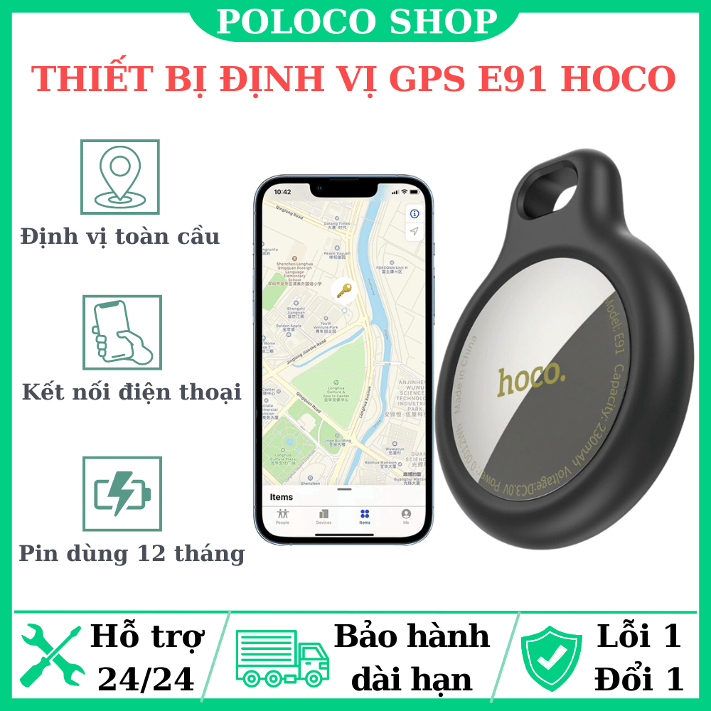 Thiết Bị Định Vị GPS E91 Hoco - Định Vị Toàn Cầu - Không Giới Hạn Khoảng Cách - Pin Dùng 365 Ngày - 