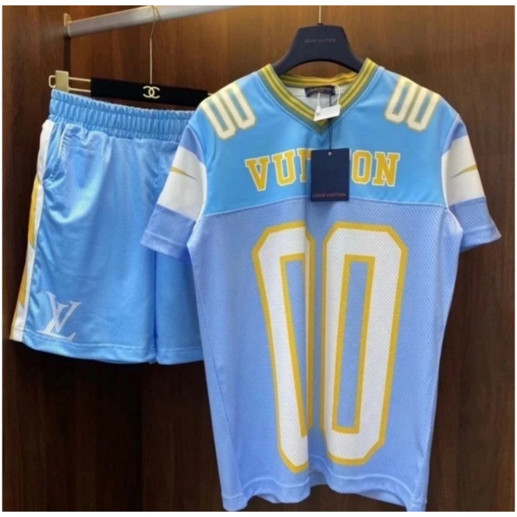 Bộ Thể Thao LV Cao Cấp - Bộ Quần Áo LV Mix Số In Lưới Phong Cách Boy Phố - Siêu Phẩm Chào Hè 2024