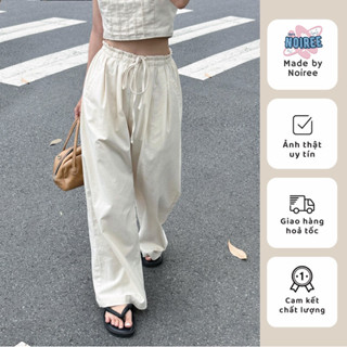 Quần linen dài nữ ống rộng cạp chun rút dây eo xếp ly vải linen tưng cao cấp Civa Pants Noiree MQ101