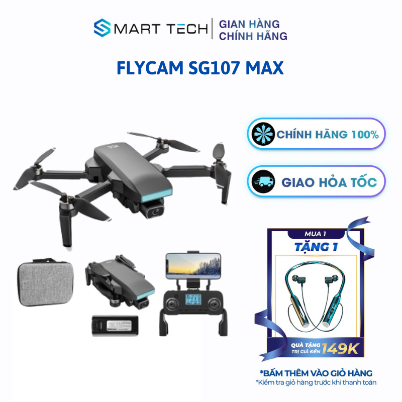 Flycam SG107 MAX Flycam động cơ không chổi than cảm biến chống va chạm hình ảnh sắc nét dung lượng p