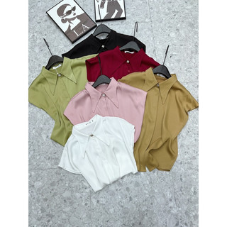 Áo sơ mi lụa cổ nhọn - lady. clothing