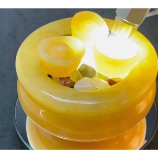 Bát tụ tài 10cm đá Ngọc Hoàng Long + 3 thỏi vàng