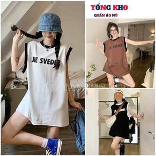 Áo Tank Top Sát Nách Cổ Tròn In Chữ Thời Trang Mùa Hè Cho Nữ, Áo 3 Lỗ Phối Viền Thể Thao - TONGKHO