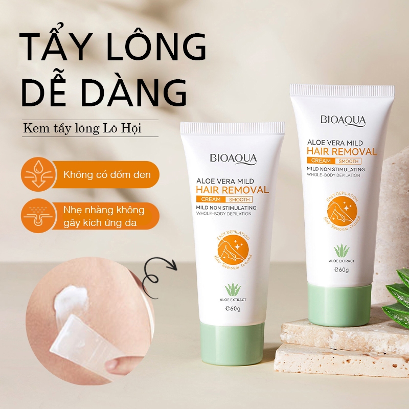 Kem tẩy lông dịu nhẹ cho da, không gây kích ứng, tẩy sạch lông chiết xuất lô hội dưỡng ẩm an toàn Hair Removal Bioaqua