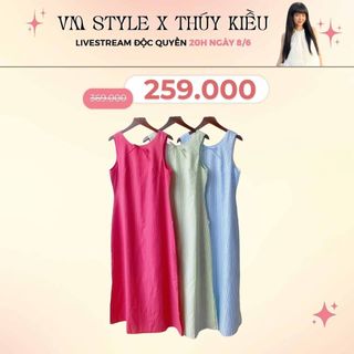 Đầm nữ cộc tay VM STYLE, đầm sát nách khoét lưng phối nơ dáng dài nhiều màu đi chơi, đi dạo, đi biển VDU00529