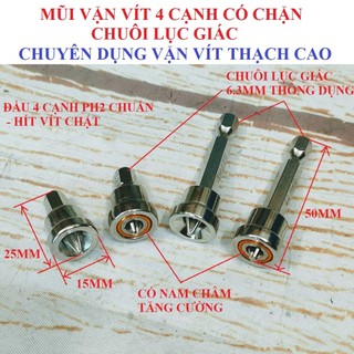 SV Mũi vặn vít chặn 4 cạnh chuôi lục giác