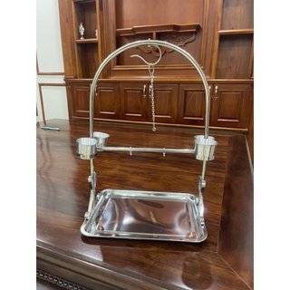 Lồng trần inox, Lồng nuôi cu gáy, vẹt kèm cóng ăn uống và xích chân cao cấp