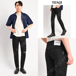 Quần jean nam đen, Quần bò nam rách gối QJ50 dáng skinny trẻ trung cá tính - Tenji