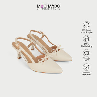 Giày Cao Gót Nữ MOCHARDO Dáng Slingback Mũi Nhọn Bít Mũi Phối Nơ, Giày Guốc Cao Gót Nhọn 5cm MC-813