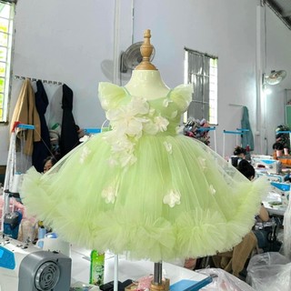 Váy công chúa cánh tiên chân bèo bồng bềnh đính hoa xinh yêu cho bé gái
