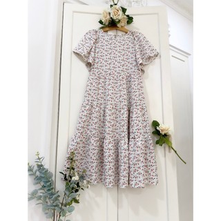 Đầm maxi , tay nhún bèo , dáng suông rồng , phối tầng _ g3.005