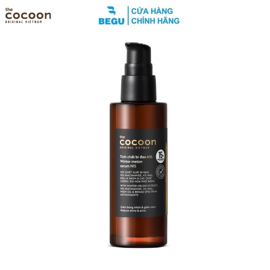 Tinh chất bí đao N15 (serum) với 15% niacinamide giảm bóng nhờn và láng mịn da Cocoon 70ml